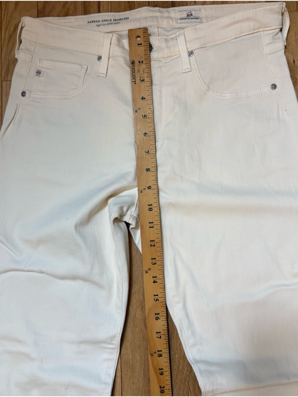 Ag Adriano Goldschmied White Farrah Ankle Seamless Skinny Jeans Ivory - Picture 11 of 12